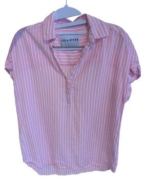 Lola River Stripe Blouse Light Pink Size S